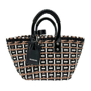 Balenciaga Bistro XS Basket Shoulder Bag Enamel Black Brown White